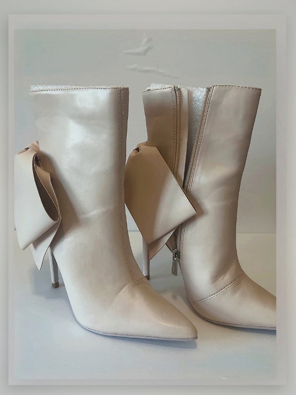 New Fashion Nova Cream leather ankle boots - 7